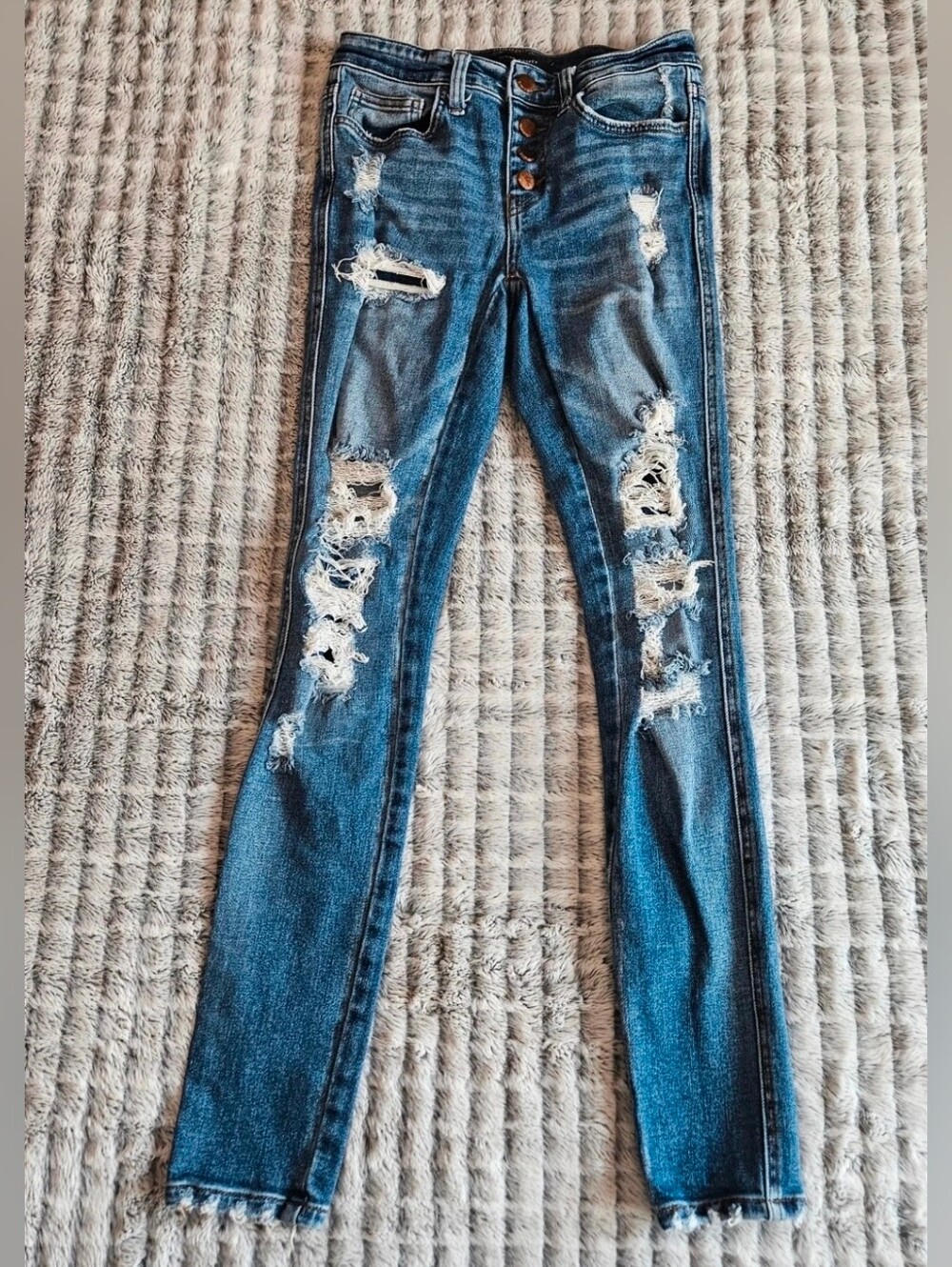 Flying Monkey Distressed Dark Blue High-Rise Skinny Jeans